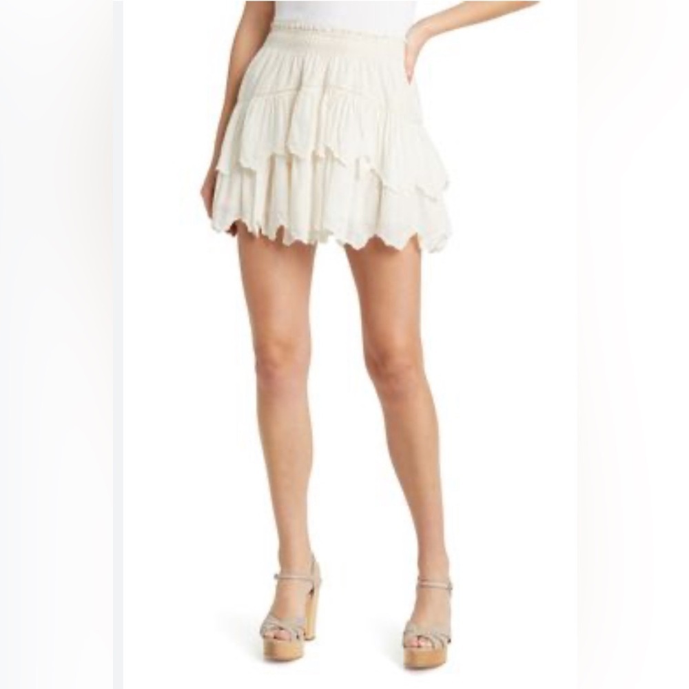 LoveShackFancy Donahue Layered Ruffle Skirt In Optic White Size p